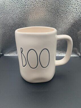 Boo White Ceramic Coffee Mug By Rae Dunn selling as is